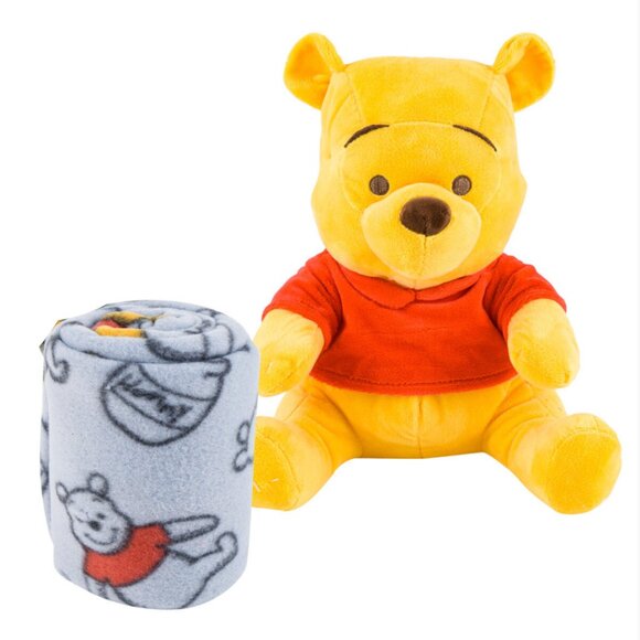Winnie The Pooh Doll Hugger Pillow & Throw Blanket Set 40" x 50" - Picture 1 of 3